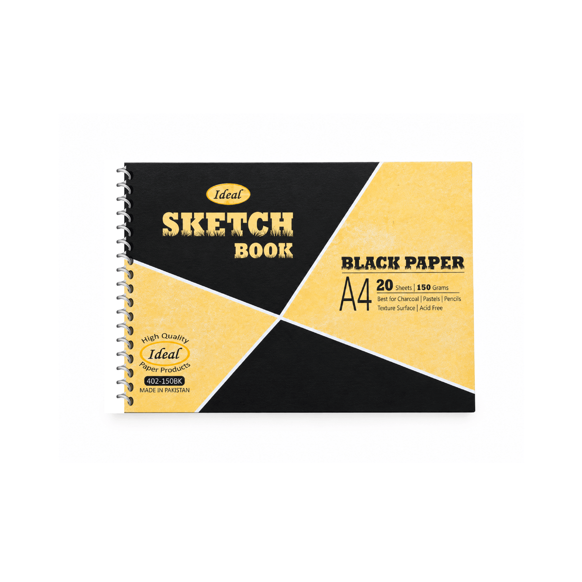 Black Paper Sketch Book - A4 Size - 20 Sheets - 150 gsm