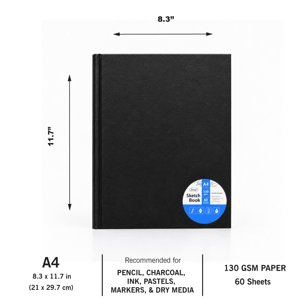Hard Bind Sketch Book - A4 Size - 130g Paper