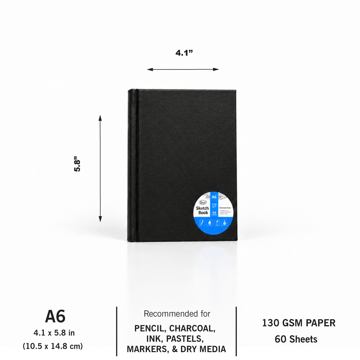 Hard Bind Sketch Book - A6 Size - 130g Paper