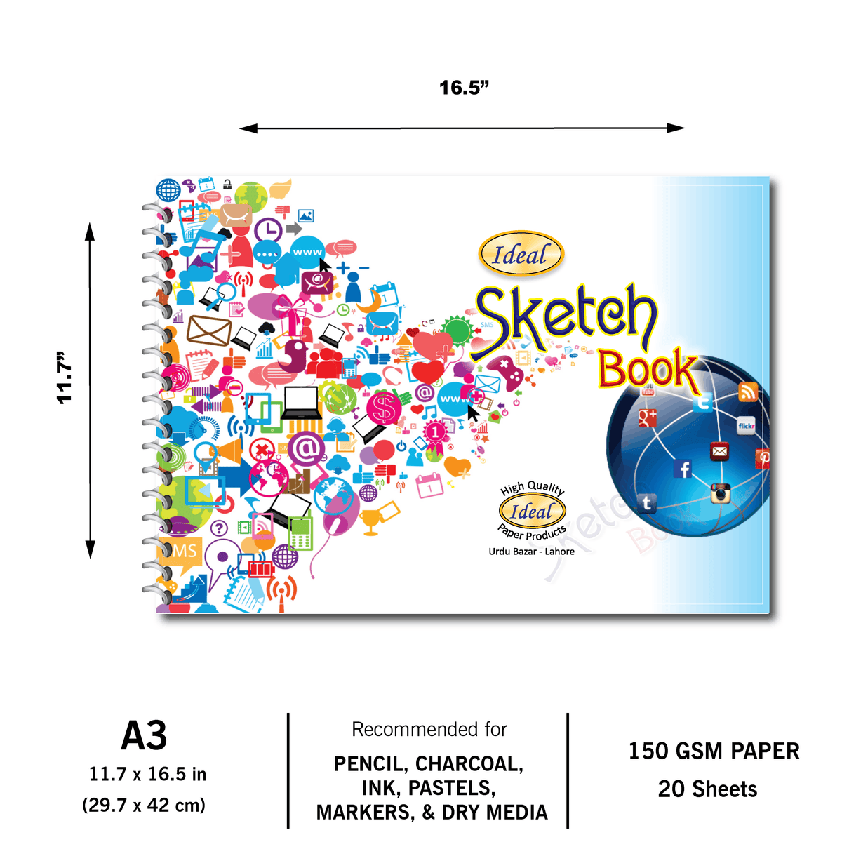 Sketch Book - A3 Size - 20 Sheets - 150 gsm