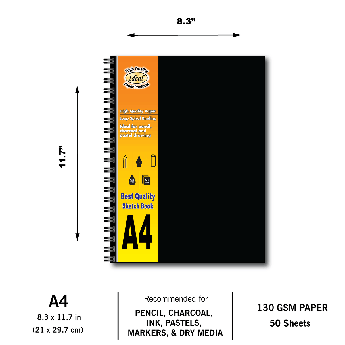 Sketch Book - A4 Size - 50 Sheets - 130g Paper