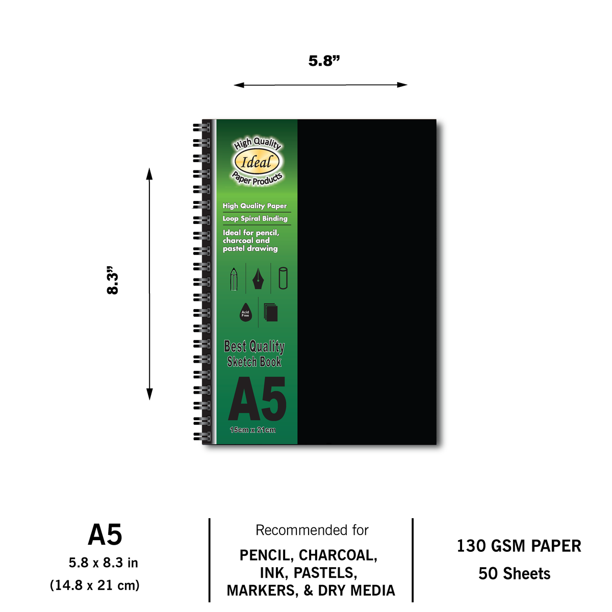 Sketch Book - A5 Size - 50 Sheets - 130g Paper