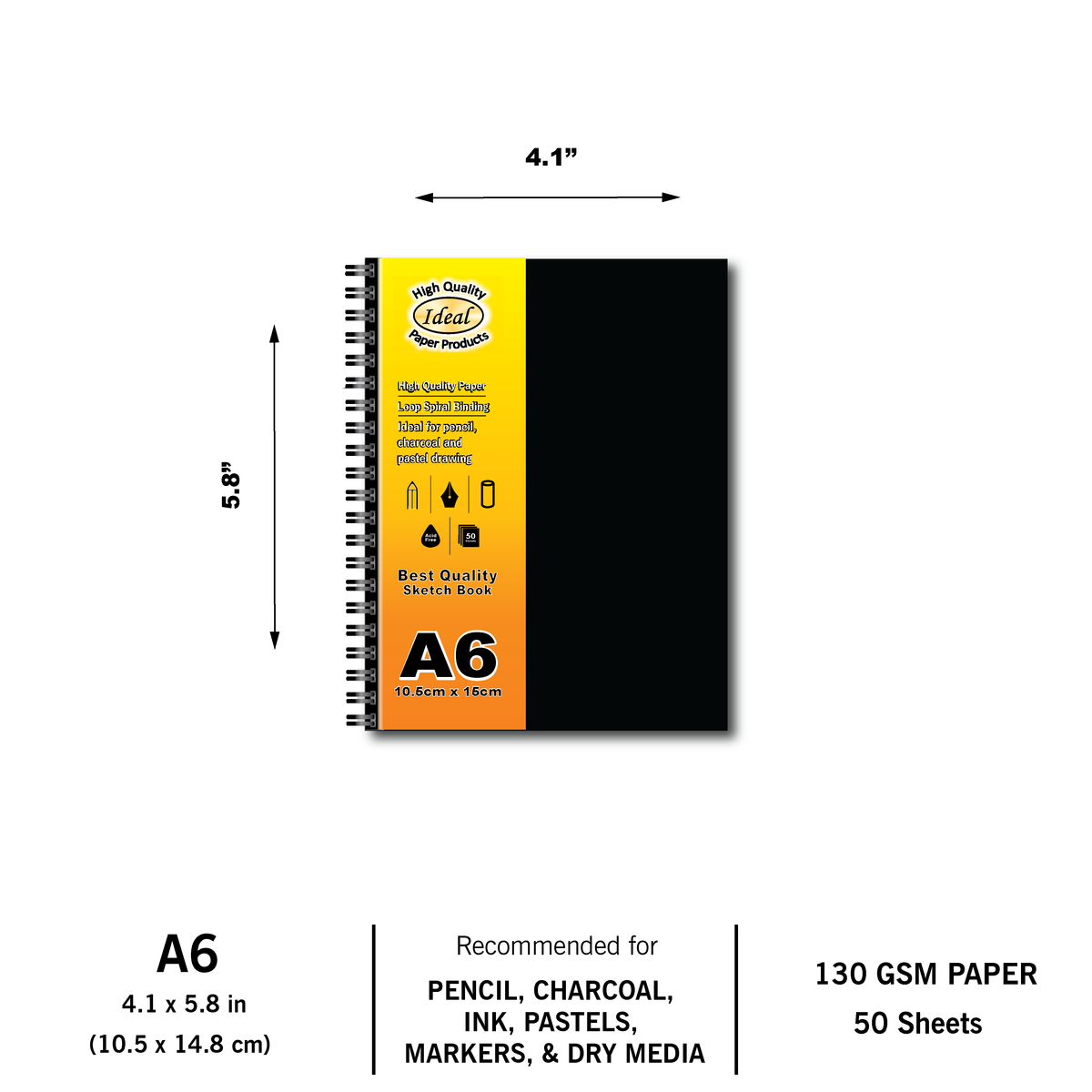 Sketch Book - A6 Size - 50 Sheets - 130g Paper