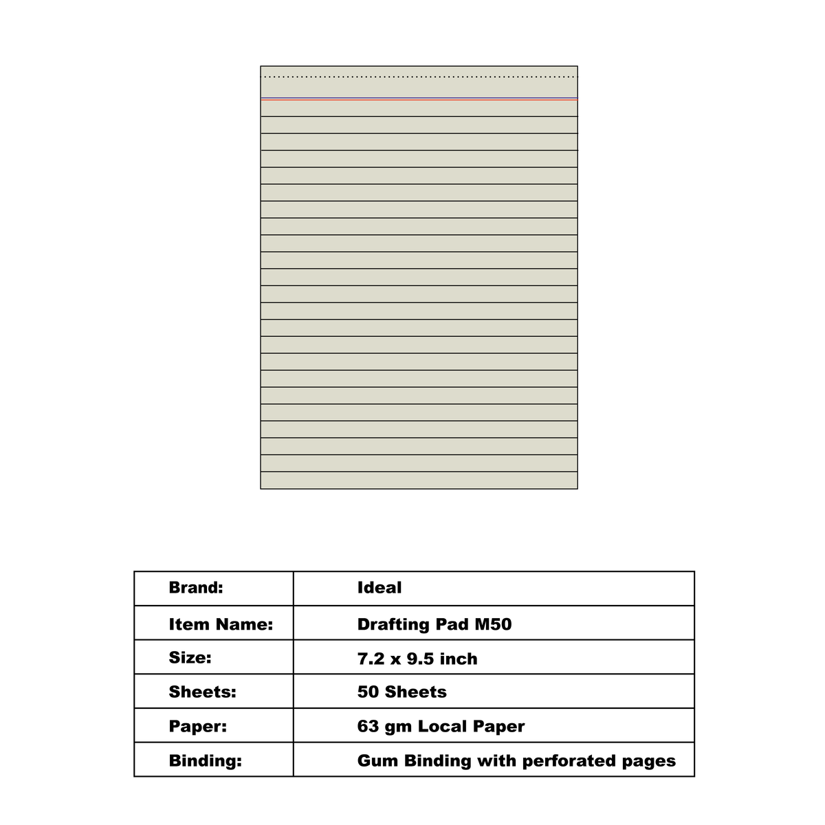 Drafting Pad M50 - Size B5 - LocaI Paper