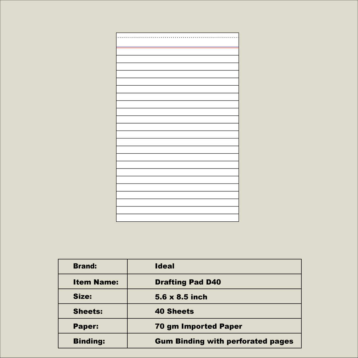 Drafting Pad D40 - Size A5 - Imported Paper