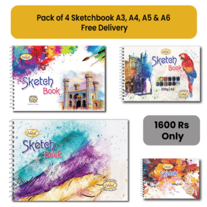 Sketch Book 250g Bundle – Pack of 4 Sketchbooks - For Acrylic & Watercolor